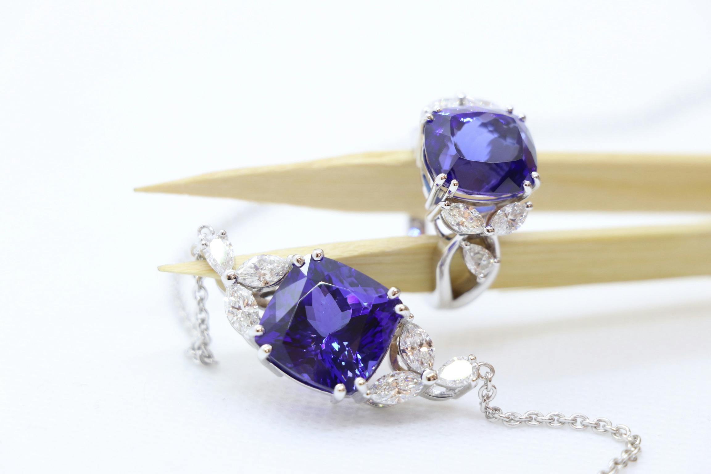 Pièce unique - Collier Tanzanite & Diamants — La Joaillerie